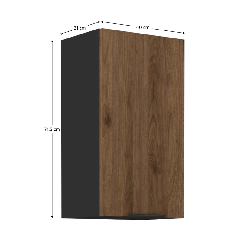 Casa si Gradina - Mobilier - Comode si corpuri - Corpuri bucatarie - Dulap superior, nuc okapi/negru, MENZO 40 G-72 1F - Infinity.ro