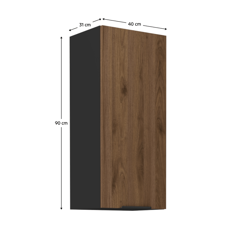 Casa si Gradina - Mobilier - Comode si corpuri - Corpuri bucatarie - Dulap superior, nuc okapi/negru, MENZO 40 G-90 1F - Infinity.ro