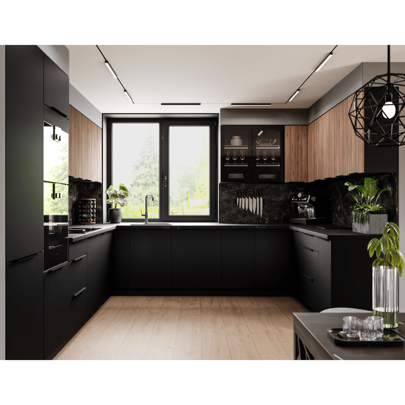 Casa si Gradina - Mobilier - Comode si corpuri - Corpuri bucatarie - Dulap superior, nuc okapi/negru, MENZO 40 G-90 1F - Infinity.ro