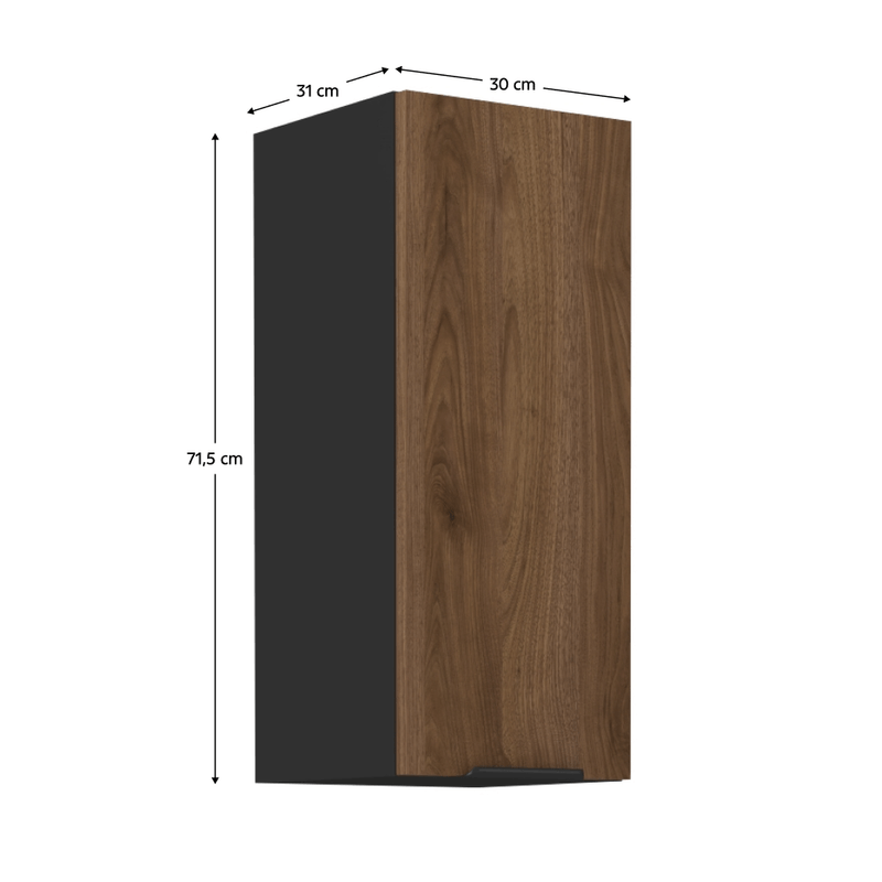 Casa si Gradina - Mobilier - Comode si corpuri - Corpuri bucatarie - Dulap superior, nuc okapi/negru, MENZO 30 G-72 1F - Infinity.ro