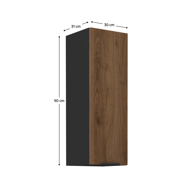 Casa si Gradina - Mobilier - Comode si corpuri - Corpuri bucatarie - Dulap superior, nuc okapi/negru, MENZO 30 G-90 1F - Infinity.ro