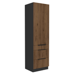 Casa si Gradina - Mobilier - Comode si corpuri - Corpuri bucatarie - Dulap inalt, nuc okapi/negru, MENZO 60 DKS-210 3S1F - Infinity.ro