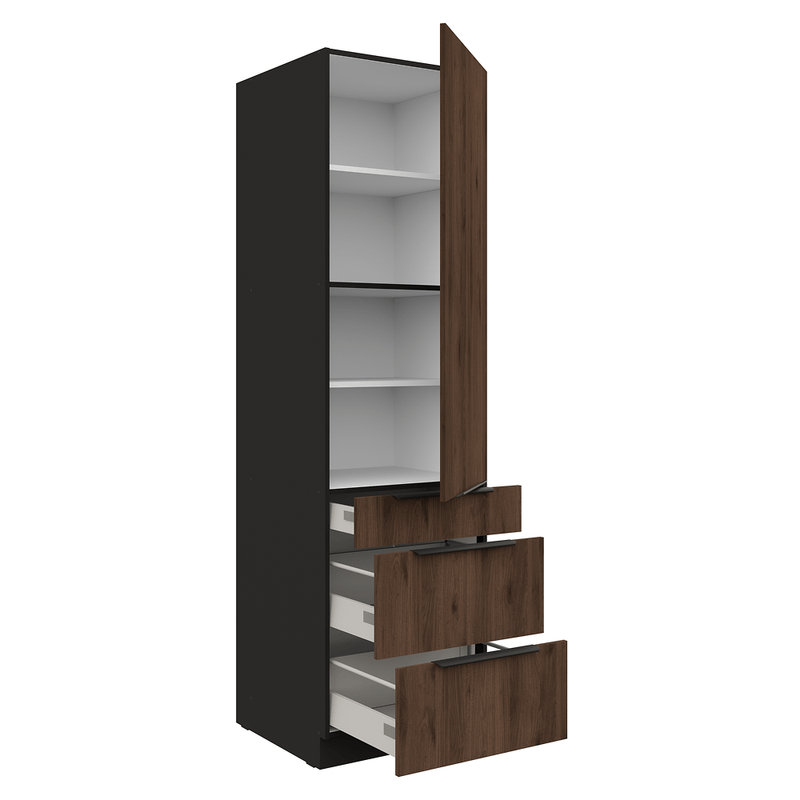 Casa si Gradina - Mobilier - Comode si corpuri - Corpuri bucatarie - Dulap inalt, nuc okapi/negru, MENZO 60 DKS-210 3S1F - Infinity.ro