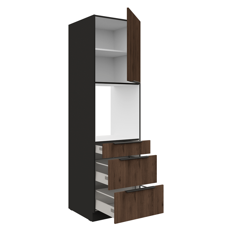 Casa si Gradina - Mobilier - Comode si corpuri - Corpuri bucatarie - Dulap inalt pentru cuptor incorporabil, nuc okapi/negru, MENZO 60 DPS-210 3S1F - Infinity.ro