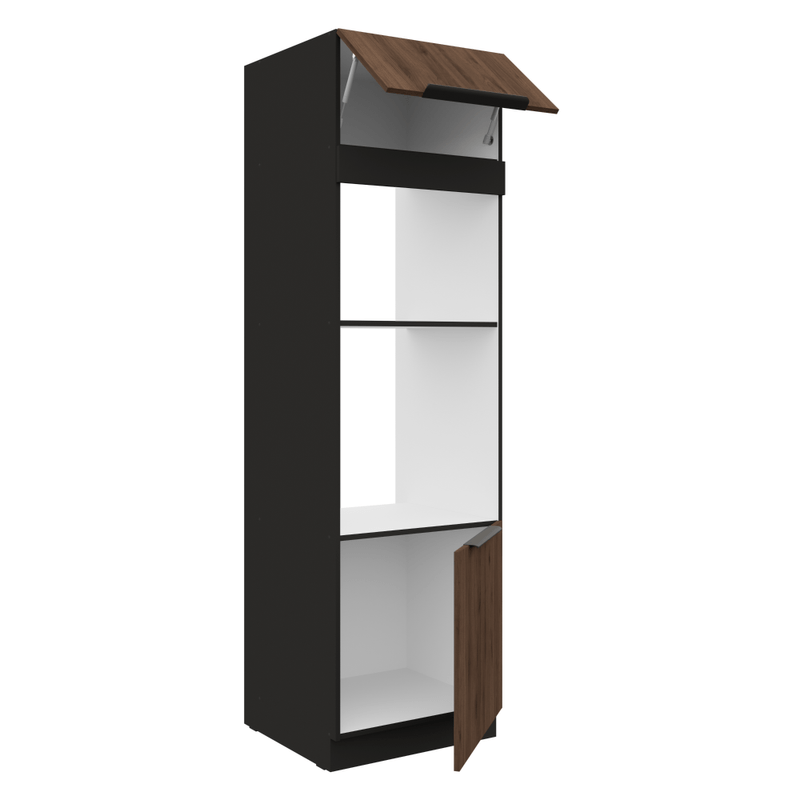 Casa si Gradina - Mobilier - Comode si corpuri - Corpuri bucatarie - Dulap inalt pentru cuptor si cuptor cu microunde, nuc okapi/negru, MENZO 60 DPM-210 2F - Infinity.ro