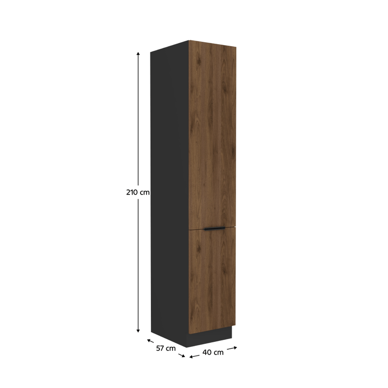 Casa si Gradina - Mobilier - Comode si corpuri - Corpuri bucatarie - Dulap inalt, nuc okapi/negru, MENZO 40 DK-210 2F - Infinity.ro