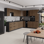 Casa si Gradina - Mobilier - Comode si corpuri - Corpuri bucatarie - Dulap inalt pentru cuptor si cuptor cu microunde, nuc okapi/negru, MENZO 60 DPM-210 2F - Infinity.ro