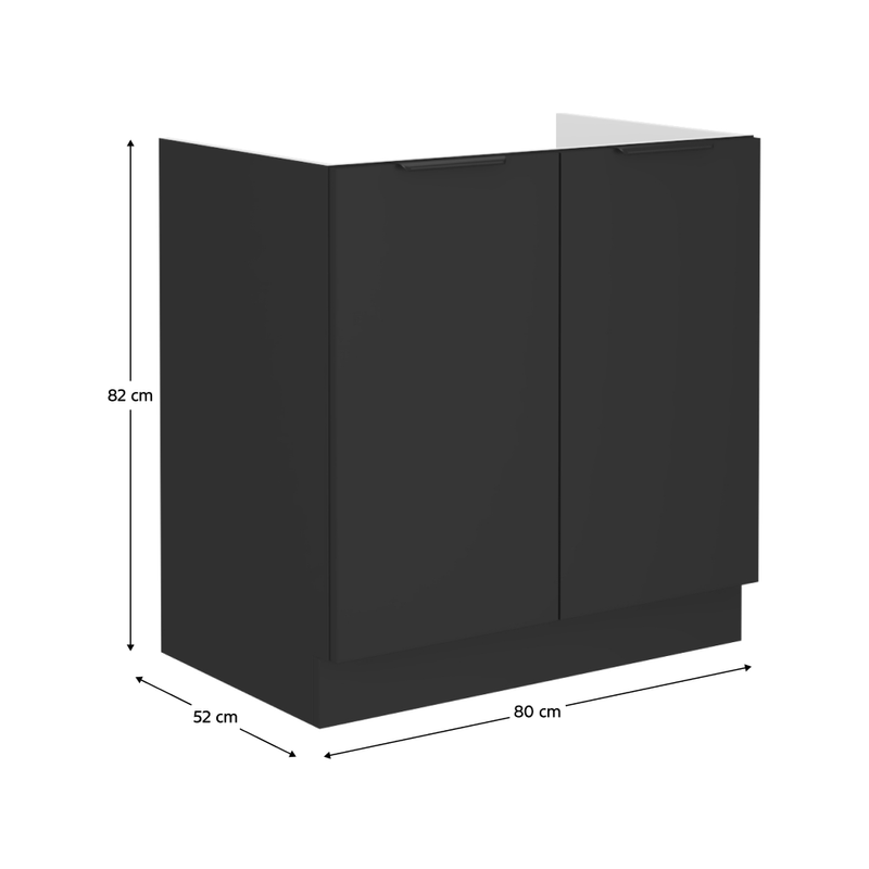 Casa si Gradina - Mobilier - Comode si corpuri - Corpuri bucatarie - Dulap de chiuveta, negru, SIBER 80 ZL 2F BB - Infinity.ro