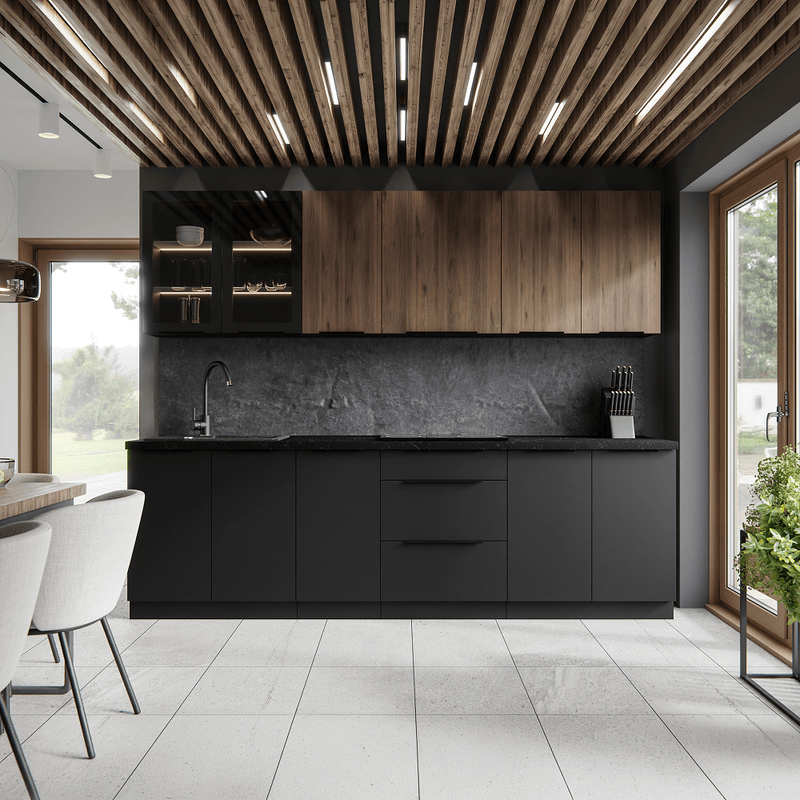 Casa si Gradina - Mobilier - Comode si corpuri - Corpuri bucatarie - Dulap inferior, negru, SIBER 80 D 3S BB - Infinity.ro