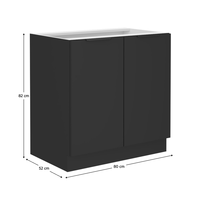 Casa si Gradina - Mobilier - Comode si corpuri - Corpuri bucatarie - Dulap inferior, negru, SIBER 80 D 2F BB - Infinity.ro