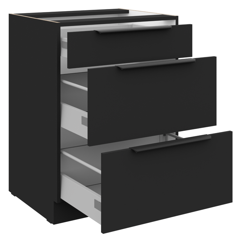 Casa si Gradina - Mobilier - Comode si corpuri - Corpuri bucatarie - Dulap inferior, negru, SIBER 60 D 3S BB - Infinity.ro