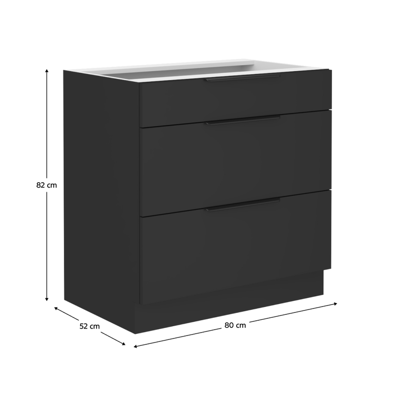Casa si Gradina - Mobilier - Comode si corpuri - Corpuri bucatarie - Dulap inferior, negru, SIBER 80 D 3S BB - Infinity.ro