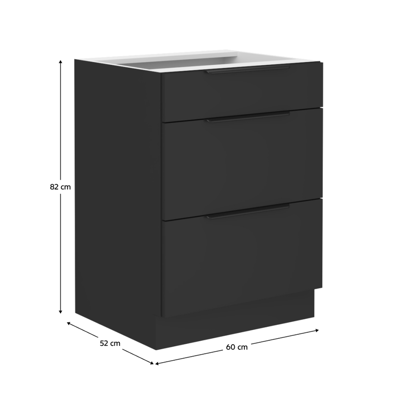 Casa si Gradina - Mobilier - Comode si corpuri - Corpuri bucatarie - Dulap inferior, negru, SIBER 60 D 3S BB - Infinity.ro