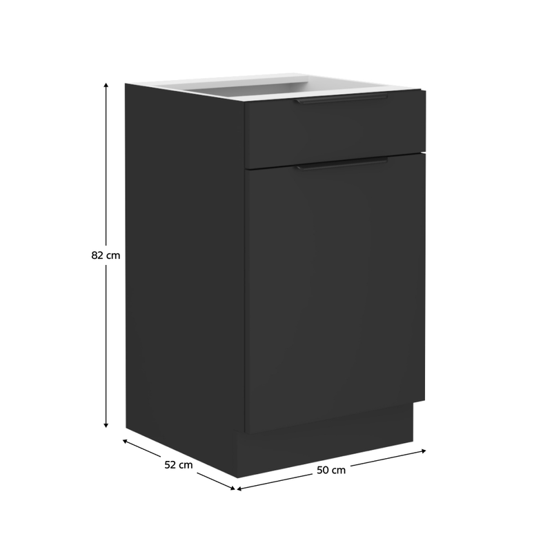 Casa si Gradina - Mobilier - Comode si corpuri - Corpuri bucatarie - Dulap inferior, negru, SIBER 50 D 1F 1S BB - Infinity.ro