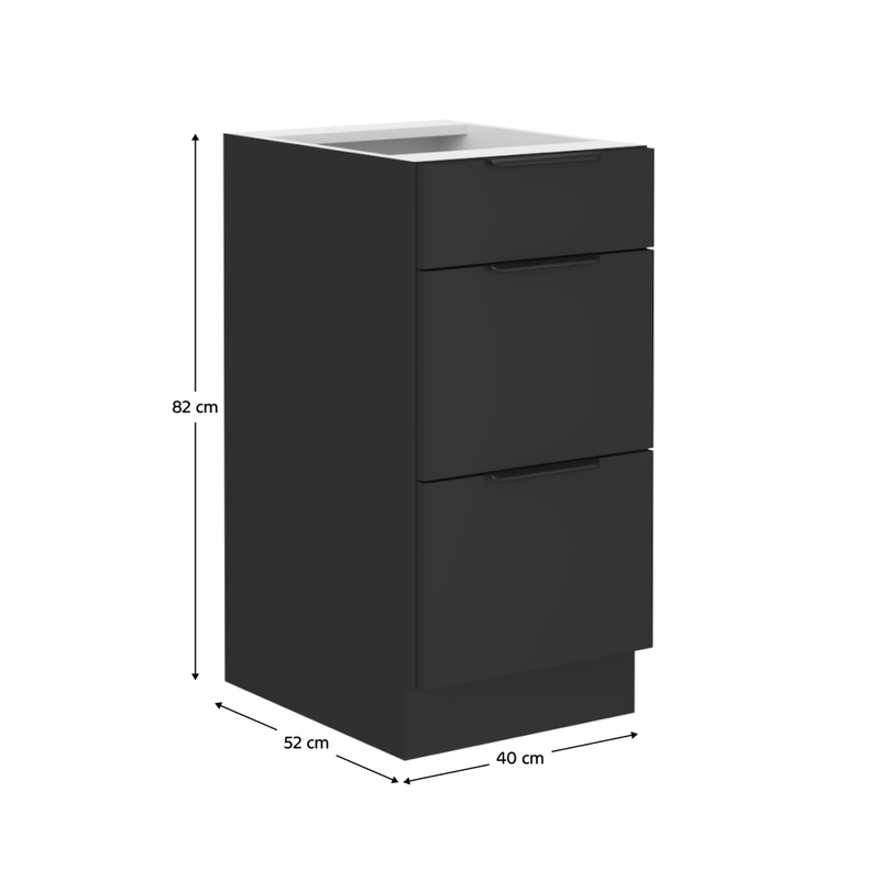 Casa si Gradina - Mobilier - Comode si corpuri - Corpuri bucatarie - Dulap inferior, negru, SIBER 40 D 3S BB - Infinity.ro