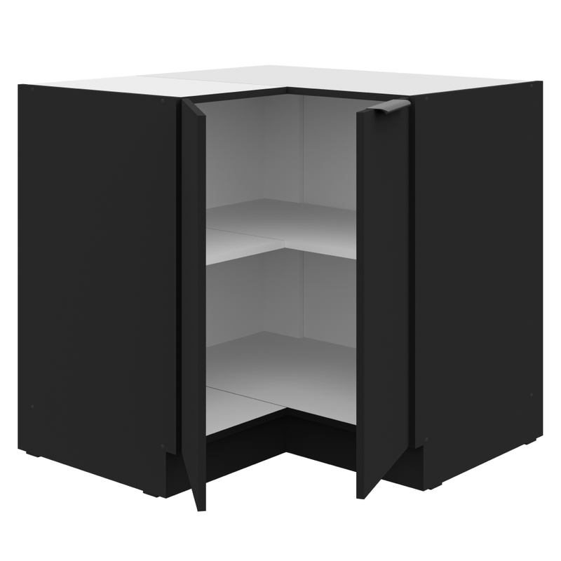 Casa si Gradina - Mobilier - Comode si corpuri - Corpuri bucatarie - Dulap de colt inferior, negru, SIBER 90x90 DN 2F BB - Infinity.ro