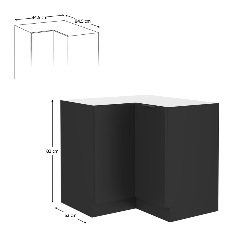 Casa si Gradina - Mobilier - Comode si corpuri - Corpuri bucatarie - Dulap de colt inferior, negru, SIBER 90x90 DN 2F BB - Infinity.ro