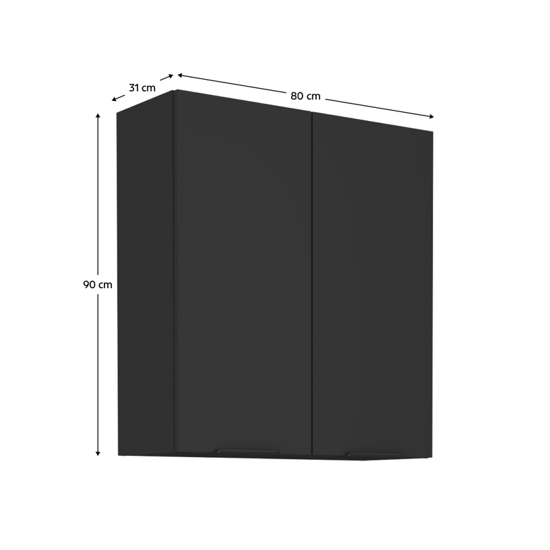 Casa si Gradina - Mobilier - Comode si corpuri - Corpuri bucatarie - Dulap de sus, negru, SIBER 80 G-90 2F - Infinity.ro