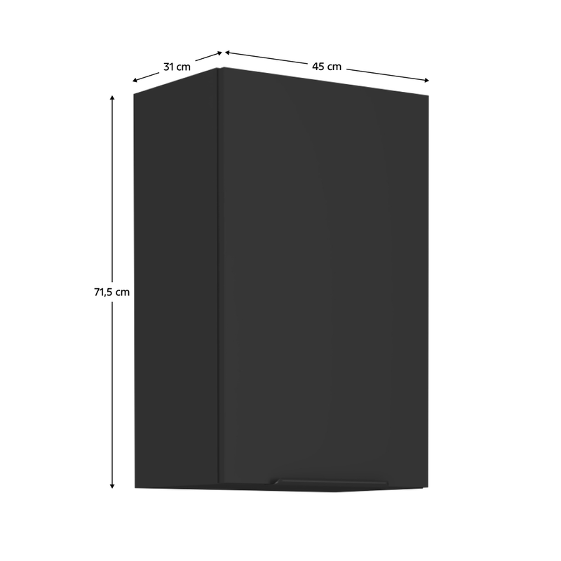 Casa si Gradina - Mobilier - Comode si corpuri - Corpuri bucatarie - Dulap de sus, negru, SIBER 45 G-72 1F - Infinity.ro