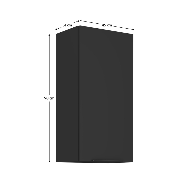 Casa si Gradina - Mobilier - Comode si corpuri - Corpuri bucatarie - Dulap superior, negru, SIBER 45 G-90 1F - Infinity.ro