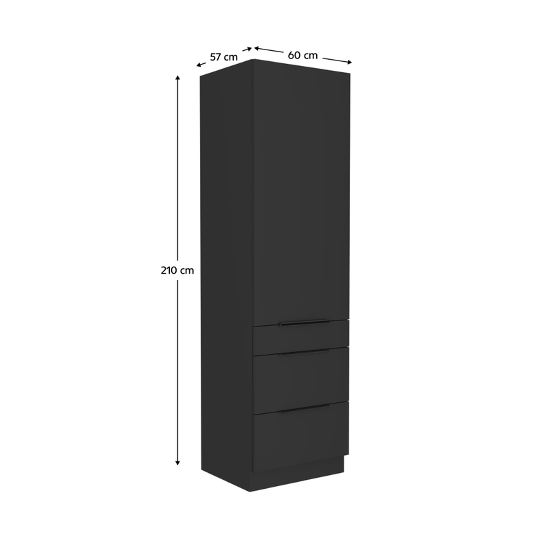 Casa si Gradina - Mobilier - Comode si corpuri - Corpuri bucatarie - Dulap inalt, negru, SIBER 60 DKS-210 3S1F - Infinity.ro