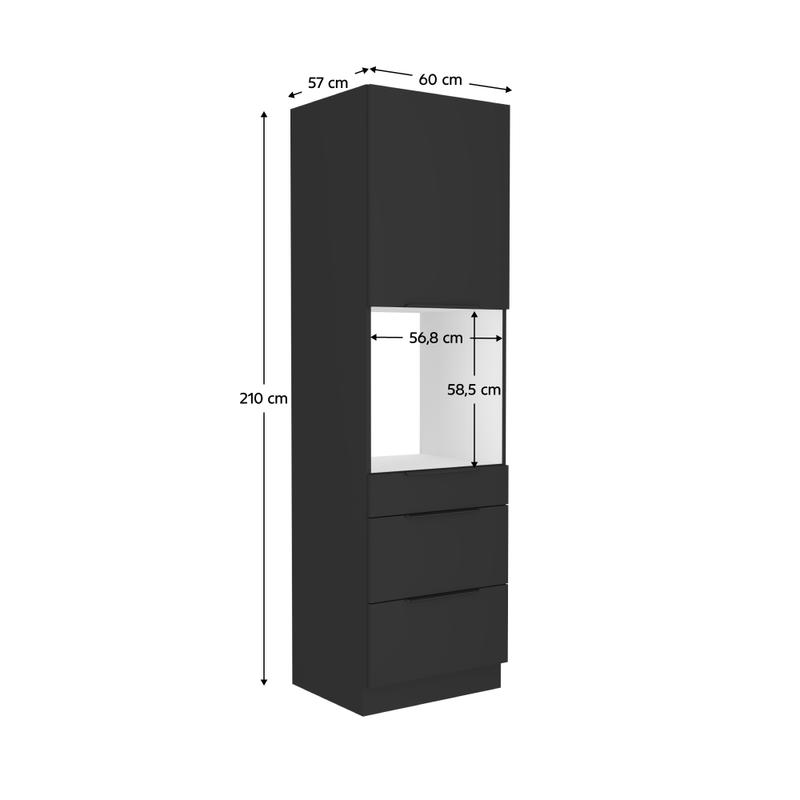 Casa si Gradina - Mobilier - Comode si corpuri - Corpuri bucatarie - Dulap inalt pentru cuptor incorporabil, negru, SIBER 60 DPS-210 3S1F - Infinity.ro