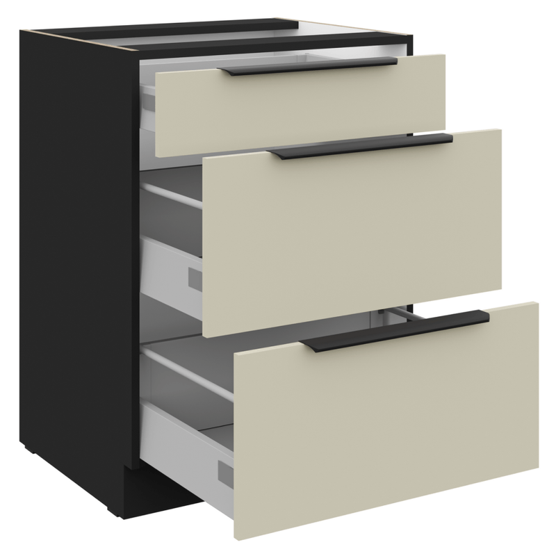 Casa si Gradina - Mobilier - Comode si corpuri - Corpuri bucatarie - Dulap inferior, casmir/negru, ARAKA 60 D 3S BB - Infinity.ro