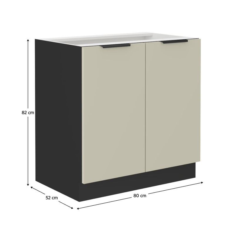 Casa si Gradina - Mobilier - Comode si corpuri - Corpuri bucatarie - Dulap inferior, casmir/negru, ARAKA 80 D 2F BB - Infinity.ro
