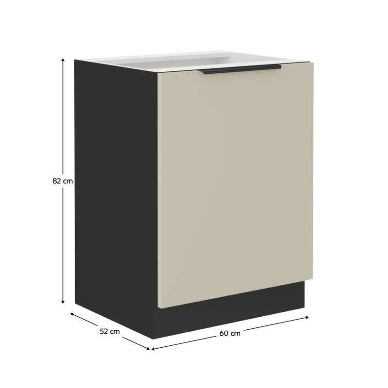 Casa si Gradina - Mobilier - Comode si corpuri - Corpuri bucatarie - Dulap inferior, casmir/negru, ARAKA 60 D 1F BB - Infinity.ro