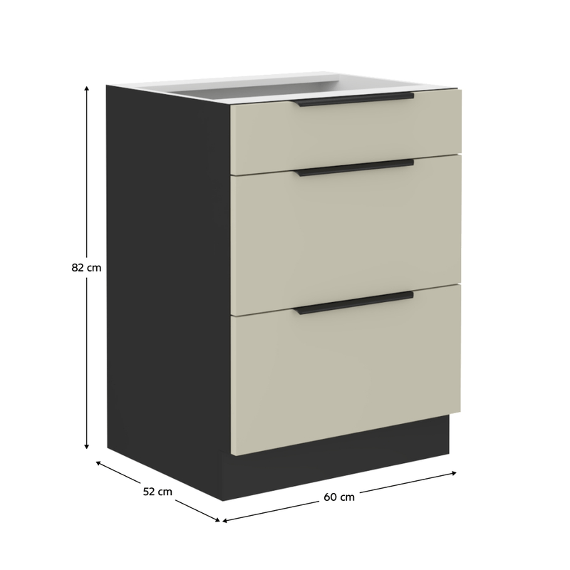 Casa si Gradina - Mobilier - Comode si corpuri - Corpuri bucatarie - Dulap inferior, casmir/negru, ARAKA 60 D 3S BB - Infinity.ro