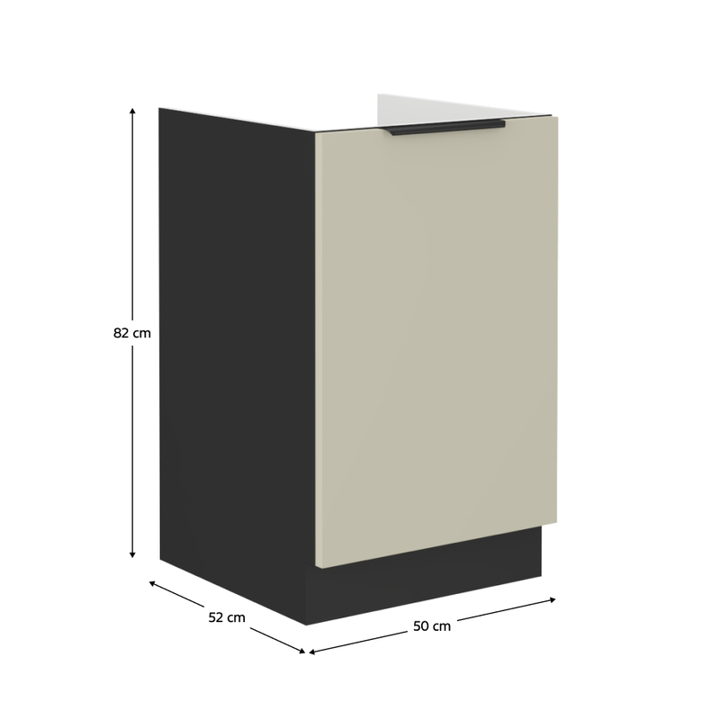 Casa si Gradina - Mobilier - Comode si corpuri - Corpuri bucatarie - Dulap pentru chiuveta, casmir/negru, ARAKA 50 ZL 1F BB - Infinity.ro