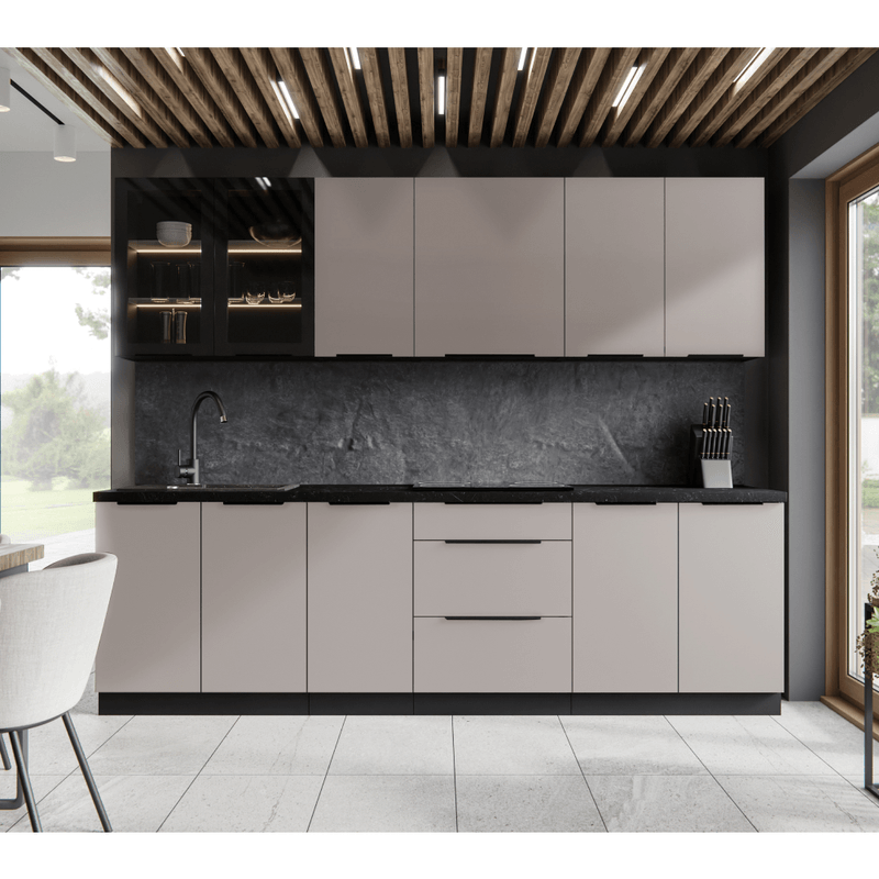 Casa si Gradina - Mobilier - Comode si corpuri - Corpuri bucatarie - Dulap de colt inferior, casmir/negru, ARAKA 90x90 DN 2F BB - Infinity.ro