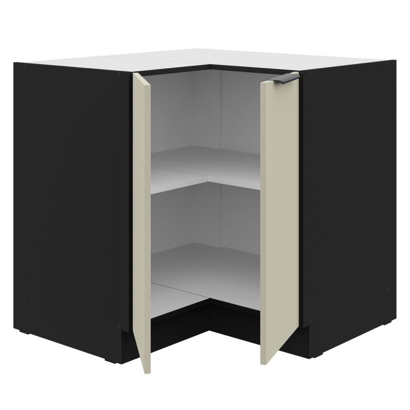 Casa si Gradina - Mobilier - Comode si corpuri - Corpuri bucatarie - Dulap de colt inferior, casmir/negru, ARAKA 90x90 DN 2F BB - Infinity.ro