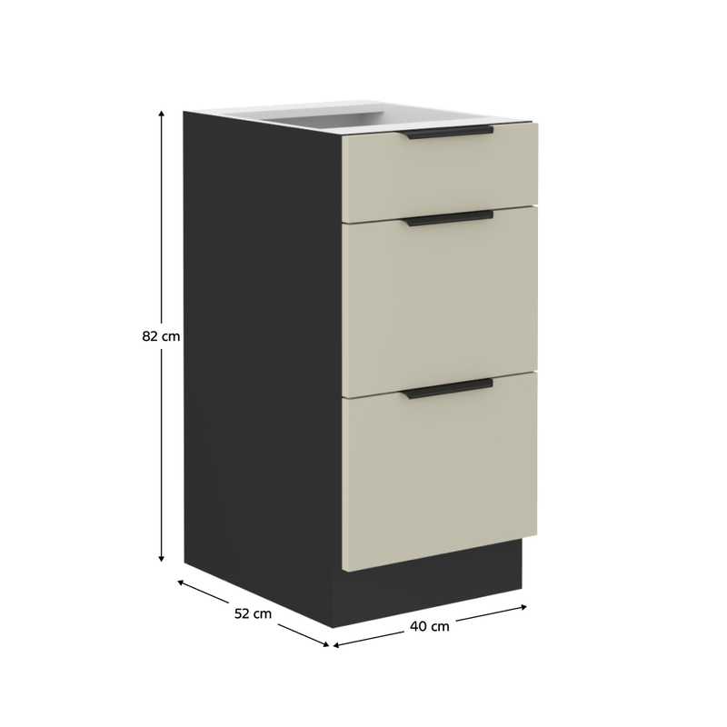 Casa si Gradina - Mobilier - Comode si corpuri - Corpuri bucatarie - Dulap inferior, casmir/negru, ARAKA 40 D 3S BB - Infinity.ro