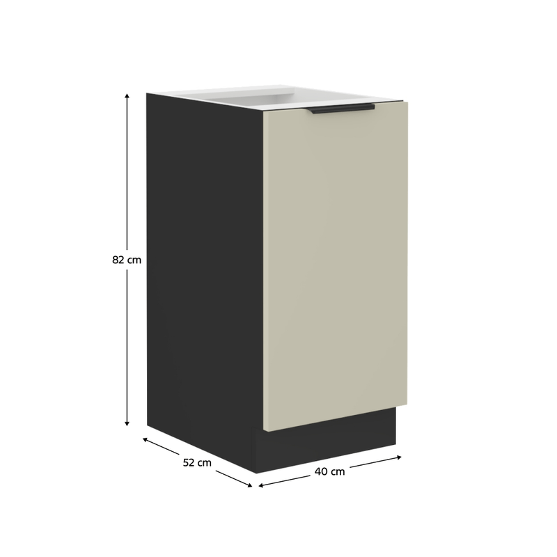 Casa si Gradina - Mobilier - Comode si corpuri - Corpuri bucatarie - Dulap inferior, casmir/negru, ARAKA 40 D 1F BB - Infinity.ro