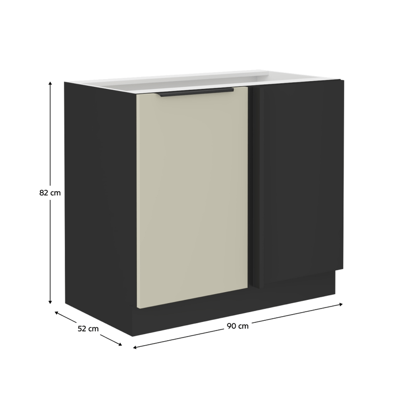 Casa si Gradina - Mobilier - Comode si corpuri - Corpuri bucatarie - Dulap inferior, casmir/negru, ARAKA 105 ND 1F BB - Infinity.ro