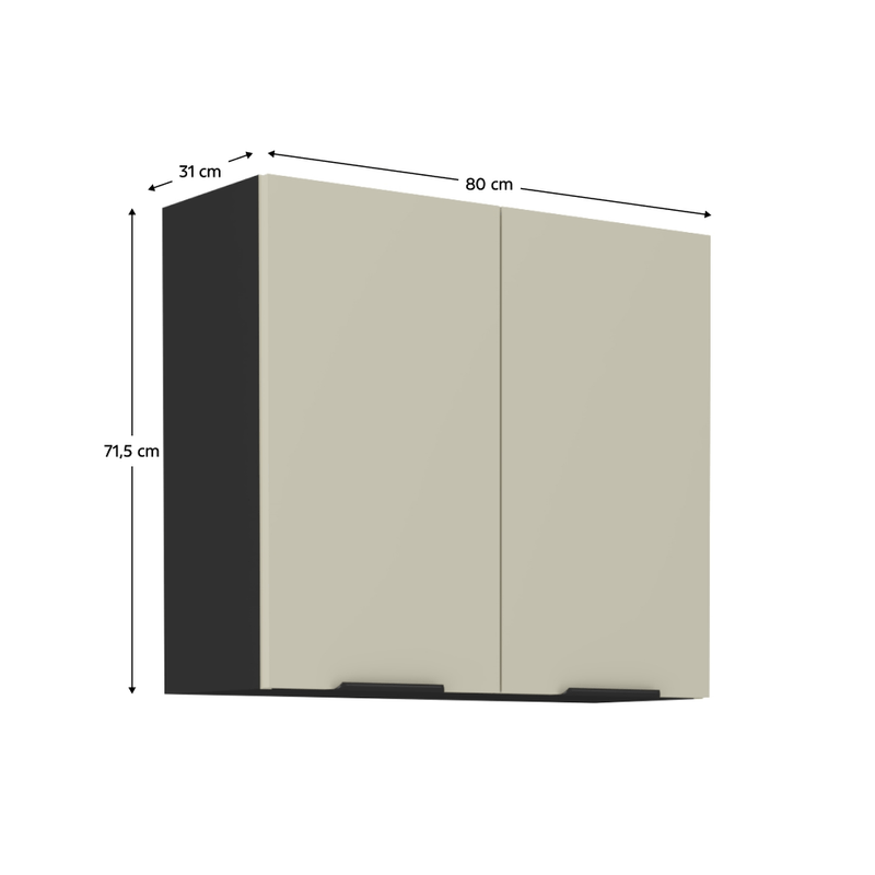 Casa si Gradina - Mobilier - Comode si corpuri - Corpuri bucatarie - Dulap superior, casmir/negru, ARAKA 80 G-72 2F - Infinity.ro