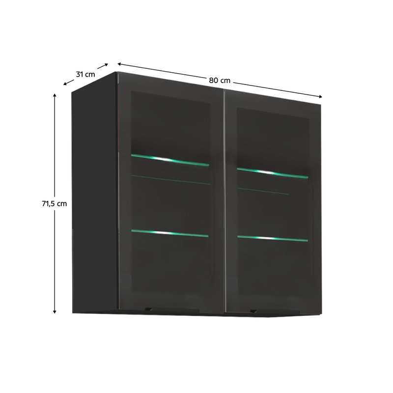 Casa si Gradina - Mobilier - Comode si corpuri - Corpuri bucatarie - Dulap superior, negru, ARAKA/MENZO/SIBER 80 GS-72 2F - Infinity.ro
