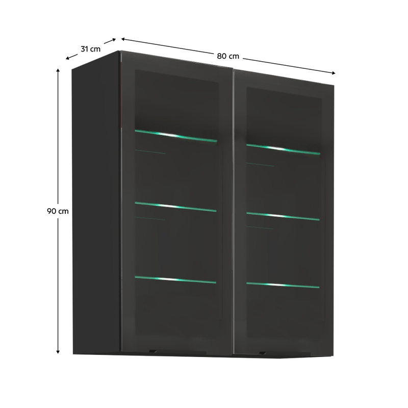 Casa si Gradina - Mobilier - Comode si corpuri - Corpuri bucatarie - Dulap superior, negru, ARAKA/MENZO/SIBER 80 GS-90 2F - Infinity.ro