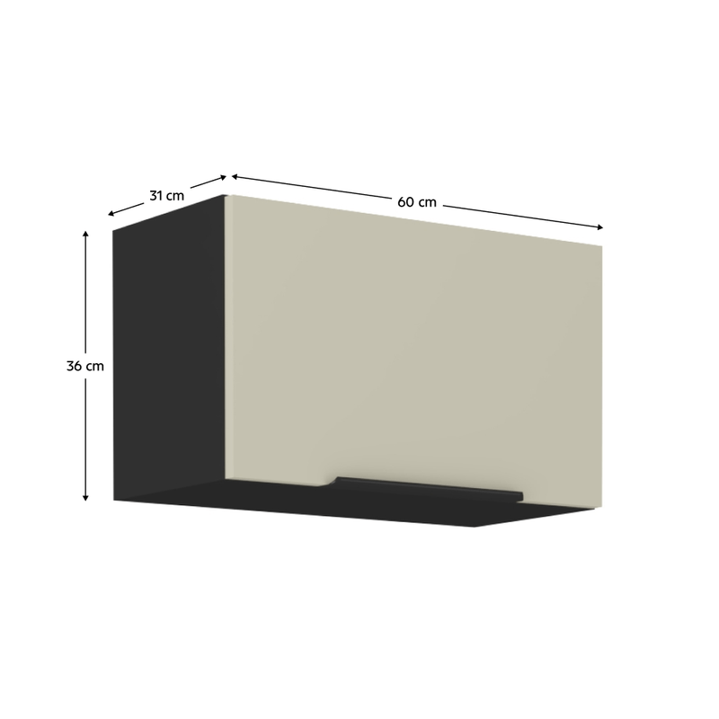 Casa si Gradina - Mobilier - Comode si corpuri - Corpuri bucatarie - Dulap superior, casmir/negru, ARAKA 60 GU-36 1F - Infinity.ro