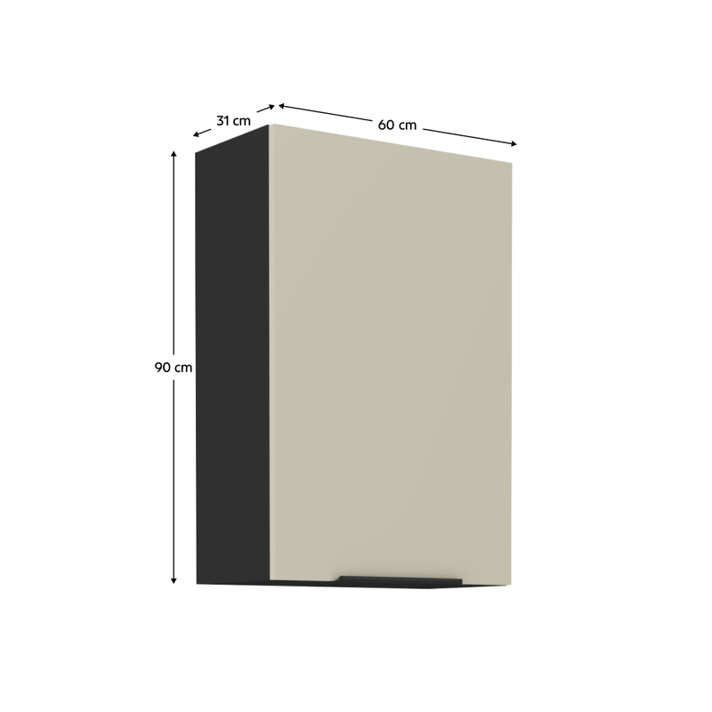Casa si Gradina - Mobilier - Comode si corpuri - Corpuri bucatarie - Dulap superior, casmir/negru, ARAKA 60 G-90 1F - Infinity.ro