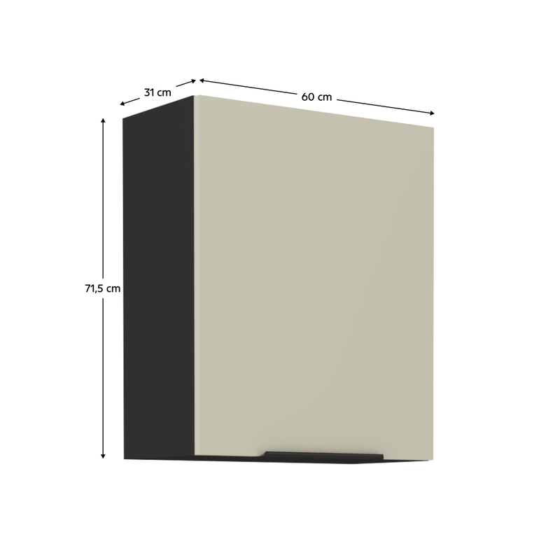 Casa si Gradina - Mobilier - Comode si corpuri - Corpuri bucatarie - Dulap superior, casmir/negru, ARAKA 60 G-72 1F - Infinity.ro