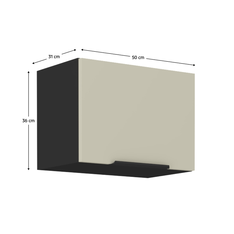 Casa si Gradina - Mobilier - Comode si corpuri - Corpuri bucatarie - Dulap superior, casmir/negru, ARAKA 50 GU-36 1F - Infinity.ro