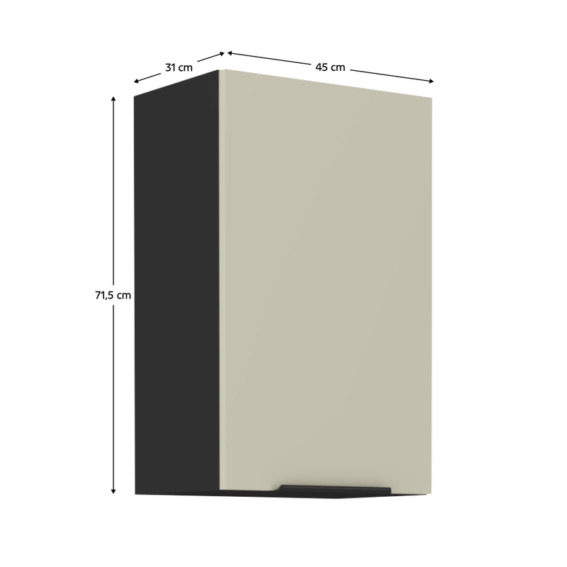 Casa si Gradina - Mobilier - Comode si corpuri - Corpuri bucatarie - Dulap superior, casmir/negru, ARAKA 45 G-72 1F - Infinity.ro
