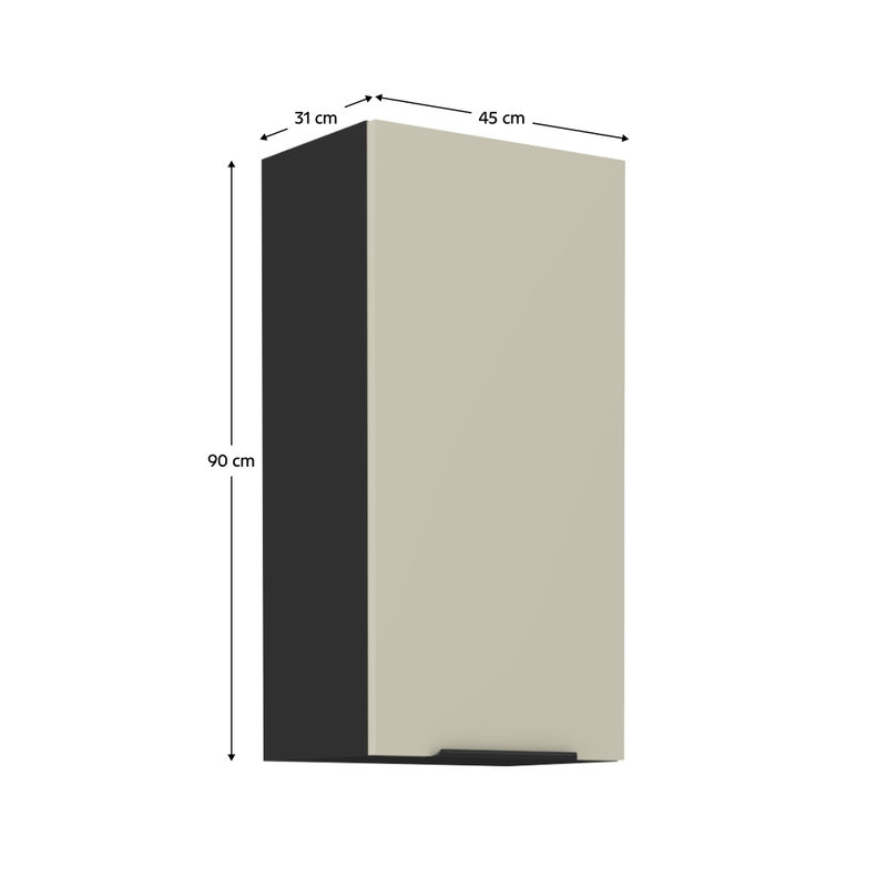 Casa si Gradina - Mobilier - Comode si corpuri - Corpuri bucatarie - Dulap superior, casmir/negru, ARAKA 45 G-90 1F - Infinity.ro