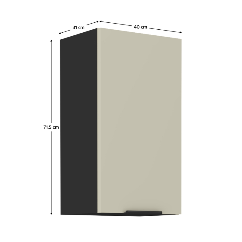 Casa si Gradina - Mobilier - Comode si corpuri - Corpuri bucatarie - Dulap superior, casmir/negru, ARAKA 40 G-72 1F - Infinity.ro