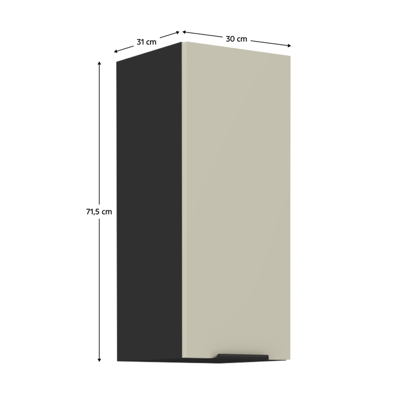 Casa si Gradina - Mobilier - Comode si corpuri - Corpuri bucatarie - Dulap superior, casmir/negru, ARAKA 30 G-72 1F - Infinity.ro
