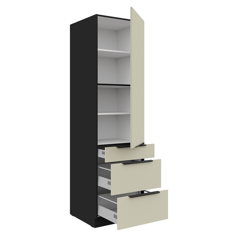 Casa si Gradina - Mobilier - Comode si corpuri - Corpuri bucatarie - Dulap inalt, casmir/negru, ARAKA 60 DKS-210 3S1F - Infinity.ro