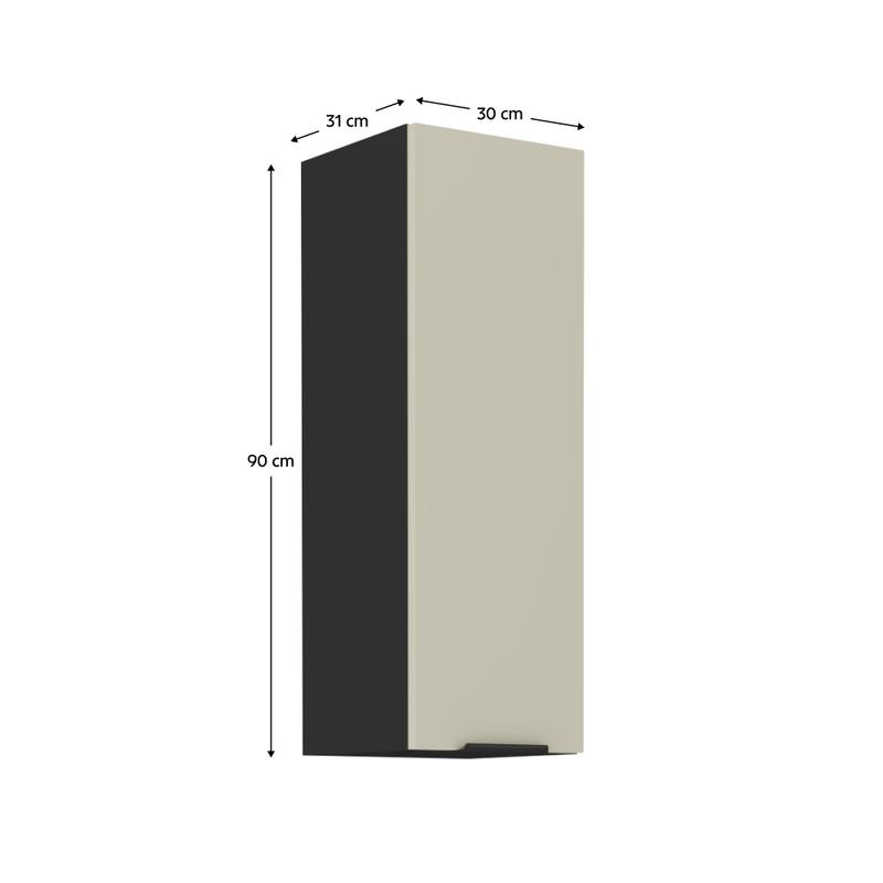 Casa si Gradina - Mobilier - Comode si corpuri - Corpuri bucatarie - Dulap superior, casmir/negru, ARAKA 30 G-90 1F - Infinity.ro