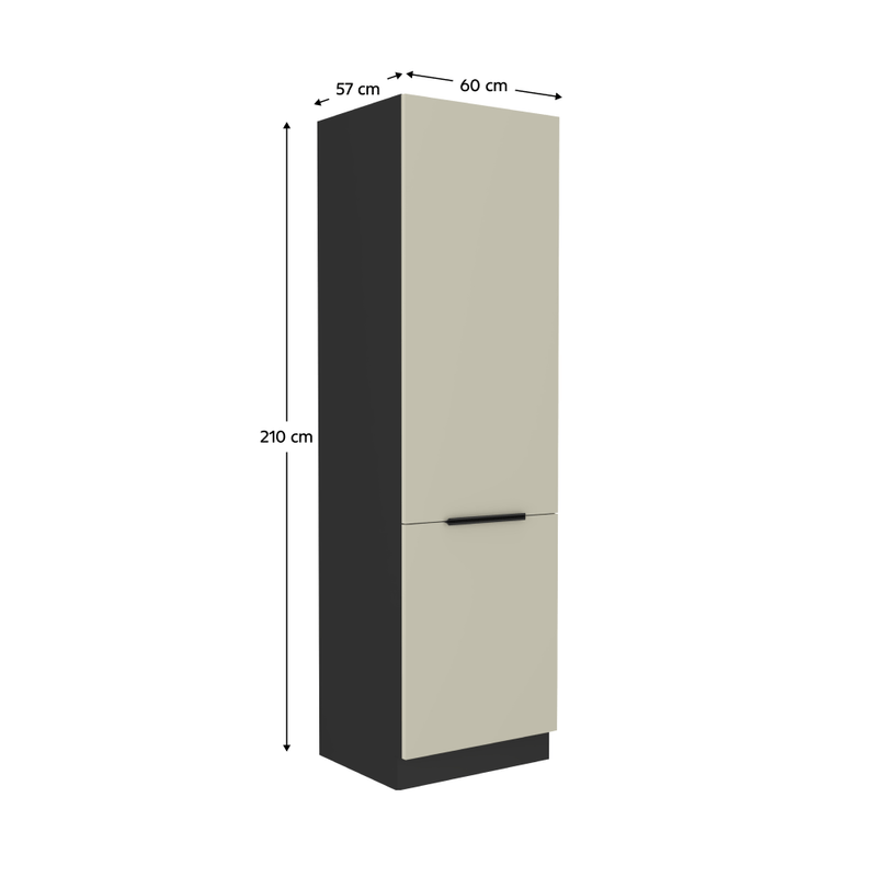 Casa si Gradina - Mobilier - Comode si corpuri - Corpuri bucatarie - Dulap pentru frigider incorporabil, casmir/negru, ARAKA 60 LO-210 2F - Infinity.ro